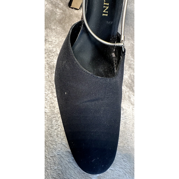 Enzo Angiolini Vintage Black Silver Chain Accent Block Heels Size 7 Y2K Office - Picture 8 of 8